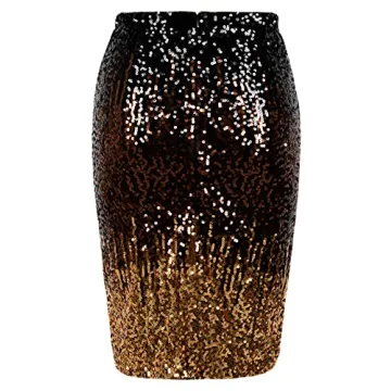 PrettyGuide Women's Sequin Skirt High Waist Sparkle Pencil