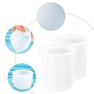 Fineder 6pcs Silicone Measuring Cups for Resin 100ml 10ml, DIY Glue Tools Cup Making Handmade Craft Nonstick Silicone Mixing Cups