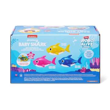 Robo Alive Junior Baby Shark New Silicon Fins Version Singing and Swimming Mommy Shark (Pink) by ZURU