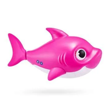 Robo Alive Junior Baby Shark New Silicon Fins Version Singing and Swimming Mommy Shark (Pink) by ZURU