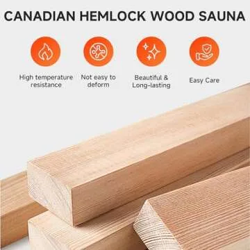 Real Relax Far Infrared Sauna Room 1 Person, Compact Hemlock Wooden Indoor Home Sauna Room with 950W 6pcs Low EMF Heating Plates