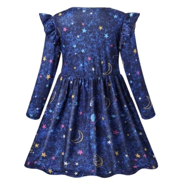 VASCHY Girls Dress with Ruffle Sleeves & Pockets