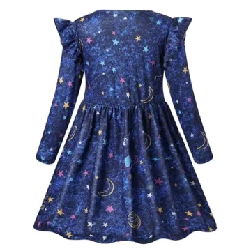VASCHY Girls Dress with Ruffle Sleeves & Pockets