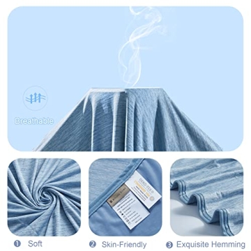MH MYLUNE HOME Cooling Blanket for Hot Sleepers, Arc-chill Cold Throw Blanket for Sofa/Bed, Lightweight Breathable Summer Thin Blanket for Travel,Camping,Throw Size, Blue