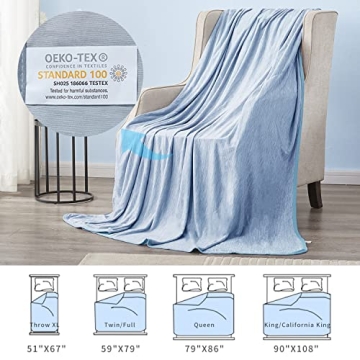 MH MYLUNE HOME Cooling Blanket for Hot Sleepers, Arc-chill Cold Throw Blanket for Sofa/Bed, Lightweight Breathable Summer Thin Blanket for Travel,Camping,Throw Size, Blue