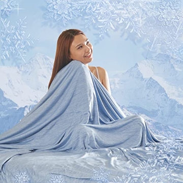 MH MYLUNE HOME Cooling Blanket for Hot Sleepers, Arc-chill Cold Throw Blanket for Sofa/Bed, Lightweight Breathable Summer Thin Blanket for Travel,Camping,Throw Size, Blue