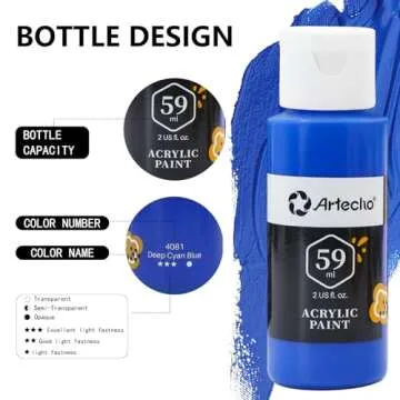 Artecho Acrylic Paint Set with 10 Brushes and 24 Colors 2oz Art Craft Paint, Acrylic Paint Sets for Adults and Beginners, Art Supplies Painting Kit for Canvas, Wood, Rocks, Fabric, Glass