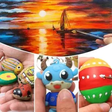 Artecho Acrylic Paint Set with 10 Brushes and 24 Colors 2oz Art Craft Paint, Acrylic Paint Sets for Adults and Beginners, Art Supplies Painting Kit for Canvas, Wood, Rocks, Fabric, Glass