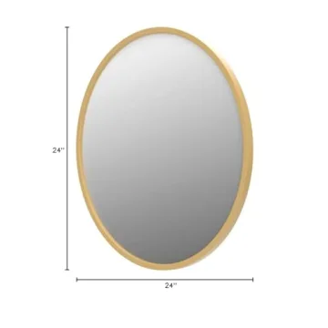 Better Bevel 24" Gold Rubber Framed Mirror for Home Decor