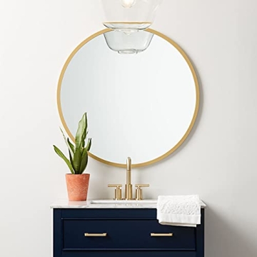 Better Bevel 24" Gold Rubber Framed Mirror for Home Decor