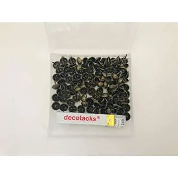Decotacks 100 Pcs/Box Upholstery Tacks Upholstery Nails ∅7/16" Head x 1/2" Long Shank Antique Brass DX0511AB