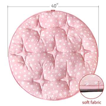 Moonsea Round Kids Play Mat Pink Star Nursery Rug for Baby Girl, Soft Crawling Non Slip Cushion Play...