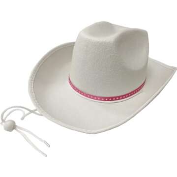Karnival Costumes Adult's Fashion Doll White Cowboy Hat with Pink Hat Band