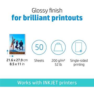 HP Everyday Photo Paper - Glossy, 8.5x11 in, 50 Sheets (Q8723A)