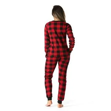 #followme Buffalo Plaid 2 Piece Base Layer Thermal Underwear Set for Women 6372-10195-NEW-RED-S