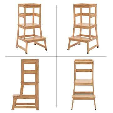 Kitchen Step Stool for Toddlers,Kids Montessori Learning Stool,Baby Standing Tower for Counter,Children Standing Helper (Natural)