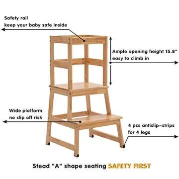 Kitchen Step Stool for Toddlers,Kids Montessori Learning Stool,Baby Standing Tower for Counter,Children Standing Helper (Natural)