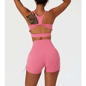 ABOCIW Workout Sets for Women, Sexy High Neck Twisted Multis Strap Sport Bra V Cross Waist Ruched Hi...