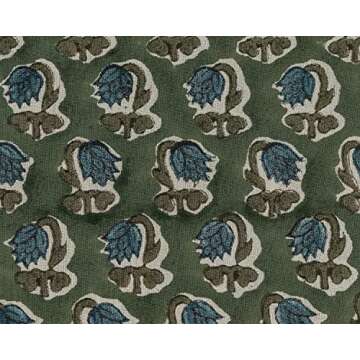 Ridhi - Floral Dark Grass Green Cotton Fabric Napkins Set for Christmas Table Decor, Set of 8 Dinner Napkin for Wedding Gift, Luxurious Napkins for Modern Farmhouse Decor, Hand Block Print Napkin