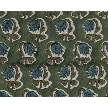 Ridhi - Floral Dark Grass Green Cotton Fabric Napkins Set for Christmas Table Decor, Set of 8 Dinner Napkin for Wedding Gift, Luxurious Napkins for Modern Farmhouse Decor, Hand Block Print Napkin