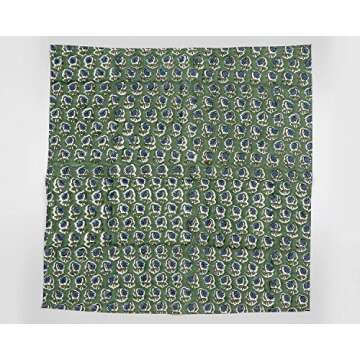 Ridhi - Floral Dark Grass Green Cotton Fabric Napkins Set for Christmas Table Decor, Set of 8 Dinner Napkin for Wedding Gift, Luxurious Napkins for Modern Farmhouse Decor, Hand Block Print Napkin