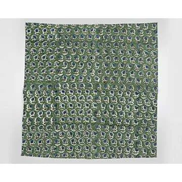 Ridhi - Floral Dark Grass Green Cotton Fabric Napkins Set for Christmas Table Decor, Set of 8 Dinner Napkin for Wedding Gift, Luxurious Napkins for Modern Farmhouse Decor, Hand Block Print Napkin