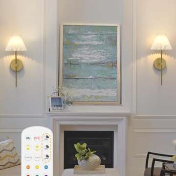 Hudyogy Battery Operated Wall Sconces Set of 2,Gold Rechargeable Wall Lights with Remote,3000mAh Dimmable 3 Timer Magnetic Bulbs,Indoor Wireless Lamps for Bedroom Living Room Hallway Bathroom