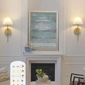 Hudyogy Battery Operated Wall Sconces Set of 2,Gold Rechargeable Wall Lights with Remote,3000mAh Dimmable 3 Timer Magnetic Bulbs,Indoor Wireless Lamps for Bedroom Living Room Hallway Bathroom