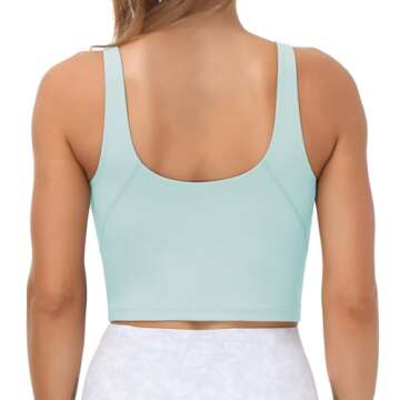 Women’s Longline Sports Bra Wirefree Padded Medium Support Yoga Bras Gym Running Workout Tank Tops (Light Blue, Small)
