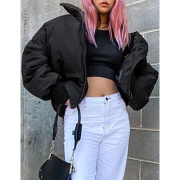 Stylish ZESICA Women's Warm Cropped Puffer Jacket