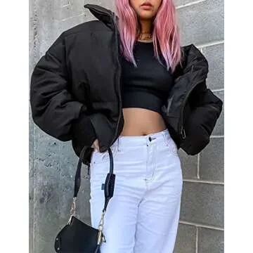 Stylish ZESICA Women's Warm Cropped Puffer Jacket