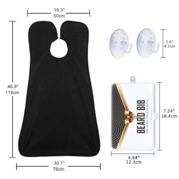 Beard Bib Apron, Beard Hair Catcher for Men Shaving & Trimming Non-Stick Waterproof Grooming Cloth w...