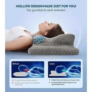 No More Aches Neck Pillow for Pain Relief, Adjustable Cervical Pillow for Neck Support with Armrest,...