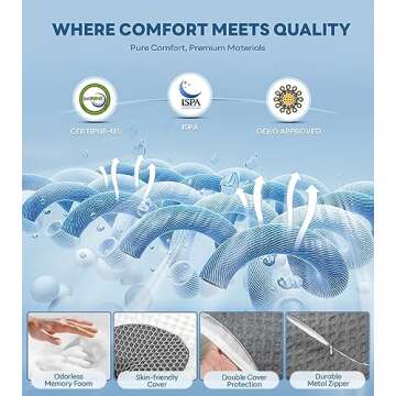 No More Aches Neck Pillow for Pain Relief, Adjustable Cervical Pillow for Neck Support with Armrest, Odorless Ergonomic Butterfly Memory Foam Pillows,Orthopedic Bed Pillow Side Back Stomach Sleeping