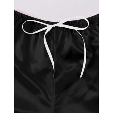 Verdusa Women's 2pc Satin Nightwear Button Front Sleepwear Short Sleeve Pajamas Set