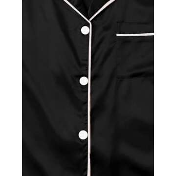 Verdusa Women's 2pc Satin Nightwear Button Front Sleepwear Short Sleeve Pajamas Set