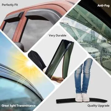 YQAUTEC Window Visors Rain Guards for Ford F150 SuperCrew