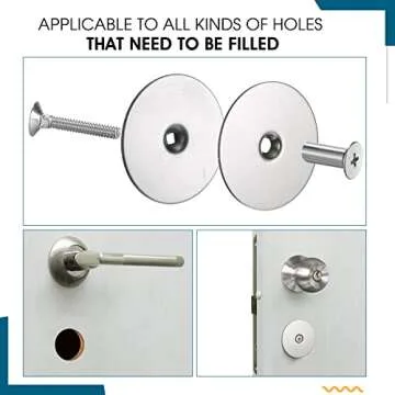 2 Set Door Hole Cover Plate 2-5/8" Diameter Door Hole Filler Plate Stainless Steel Knob, Increase Home Security on Entry, Silver