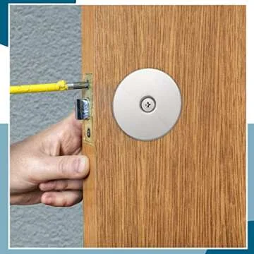 2 Set Door Hole Cover Plate 2-5/8" Diameter Door Hole Filler Plate Stainless Steel Knob, Increase Home Security on Entry, Silver