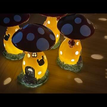 coonoe Fairy Houses for Outside - Solar Light Garden Decor, Solar Garden Decor, Waterproof Yard Mush...