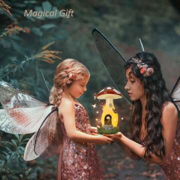 coonoe Fairy Houses for Outside - Solar Light Garden Decor, Solar Garden Decor, Waterproof Yard Mushroom Ornaments for Patio Lawn, Christmas, Birthdays, Unique Gift Ideas for Gardening Mom & Grandma