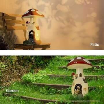 coonoe Fairy Houses for Outside - Solar Light Garden Decor, Solar Garden Decor, Waterproof Yard Mushroom Ornaments for Patio Lawn, Christmas, Birthdays, Unique Gift Ideas for Gardening Mom & Grandma