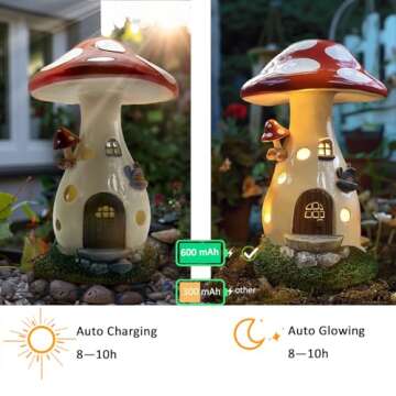 coonoe Fairy Houses for Outside - Solar Light Garden Decor, Solar Garden Decor, Waterproof Yard Mushroom Ornaments for Patio Lawn, Christmas, Birthdays, Unique Gift Ideas for Gardening Mom & Grandma
