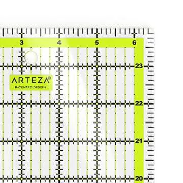 ARTEZA Quilting Ruler, Laser Cut Acrylic, Double Colored Grid Lines, 6.5"x24"