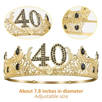 40th Birthday Decorations for Men with Crown and Sash