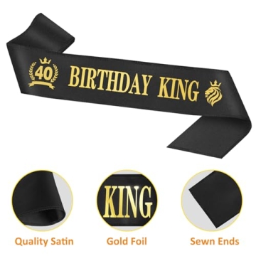 40th Birthday Decorations for Men with Crown and Sash