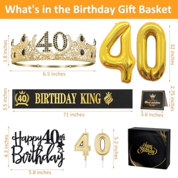 40th Birthday Decorations for Men with Crown and Sash