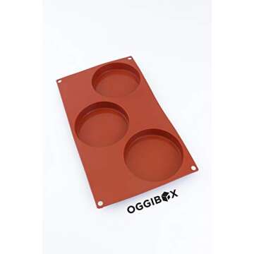 Oggibox 3-Cavity Silicone Disc Mold for Cake, Pie, Custard, Tart and Resin Coaster, Soap, Resin and More Pack of 2