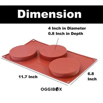 Oggibox 3-Cavity Silicone Disc Mold for Cake, Pie, Custard, Tart and Resin Coaster, Soap, Resin and More Pack of 2