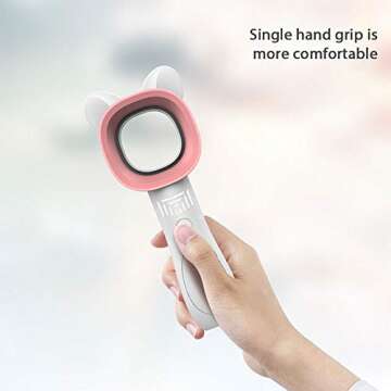 Portable Handheld Cooling Bladeless Fan USB Mini Fan Desktop Bladeless Fan Rechargeable Quiet 3 Gear (Cute White)